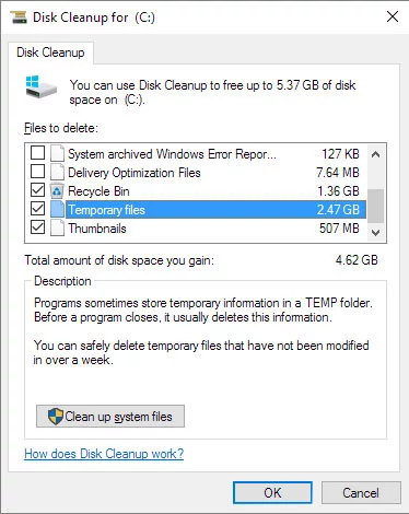 windows disk cleanup | خالی کردن فضای هارد دیسک