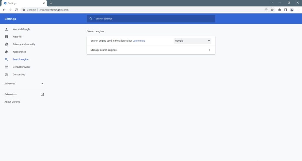 Google chrome search engine settings - تنظیمات موتور جستجوی گوگل کروم
