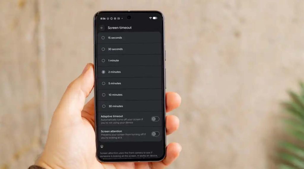 زمان خاموش شدن صفحه در اندروید - Screen timeout