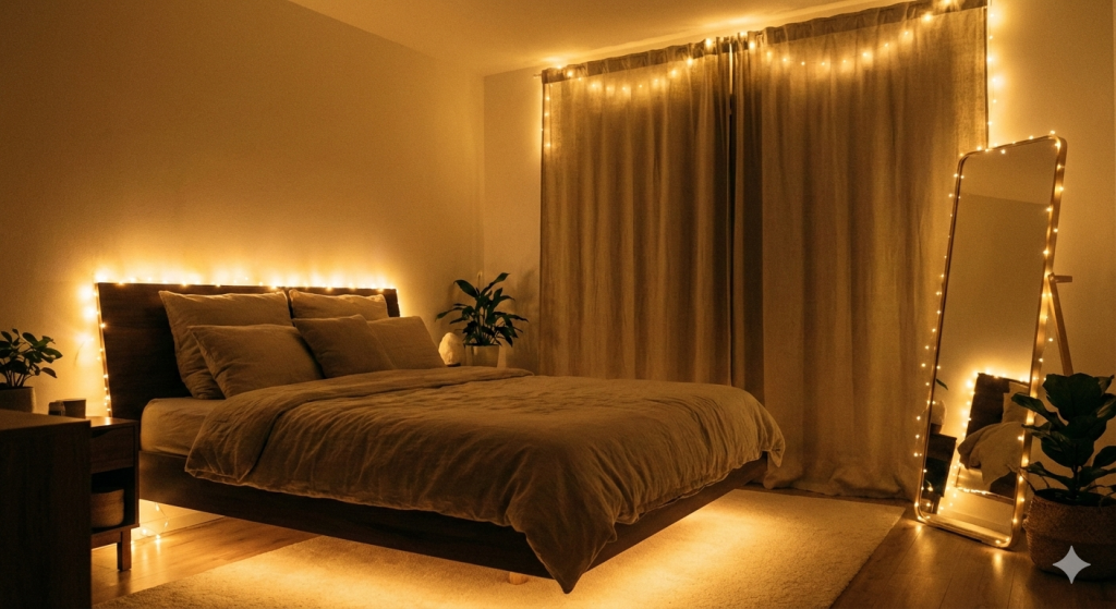 نورپردازی اتاق خواب با ریسه ال ای دی
