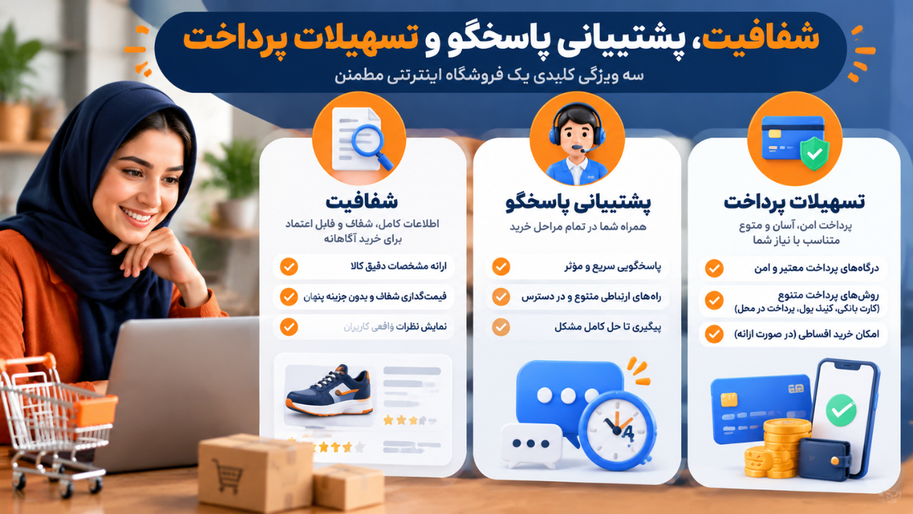 شفافیت، پشتیبانی پاسخگو و تسهیلات پرداخت